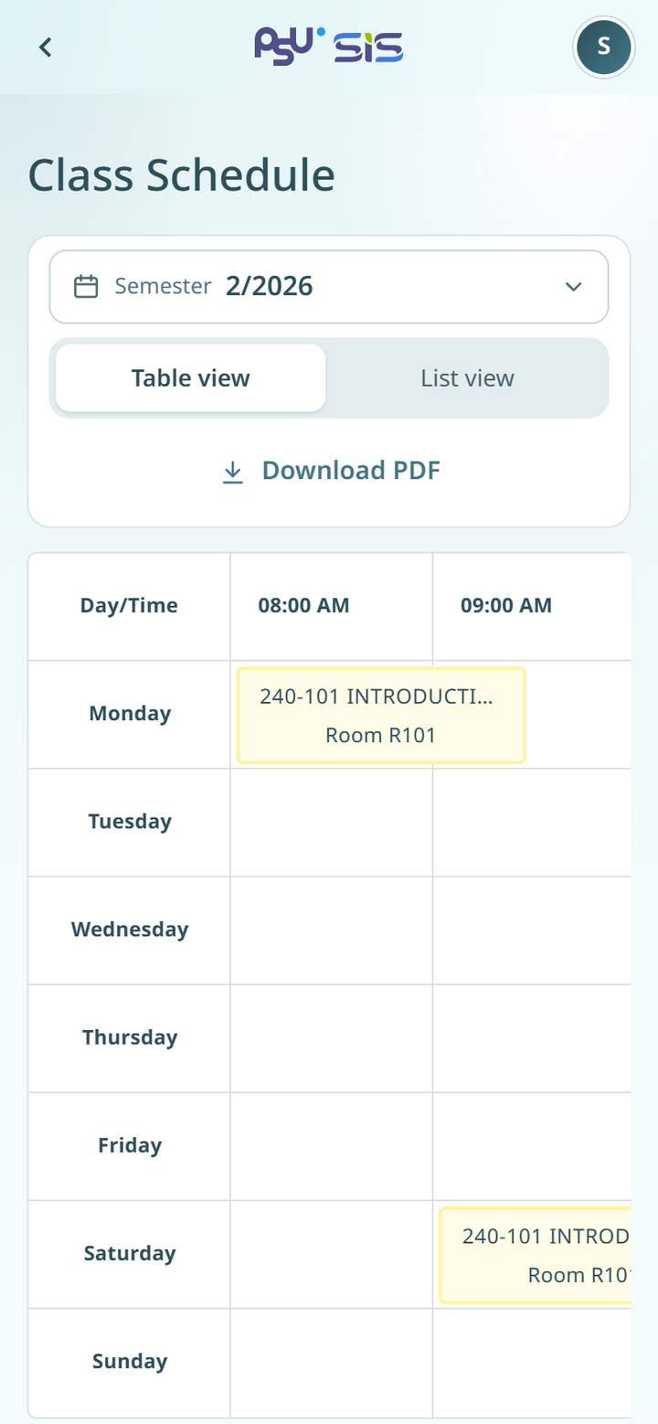 The timetable