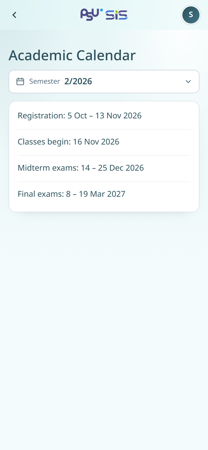 The academic calendar