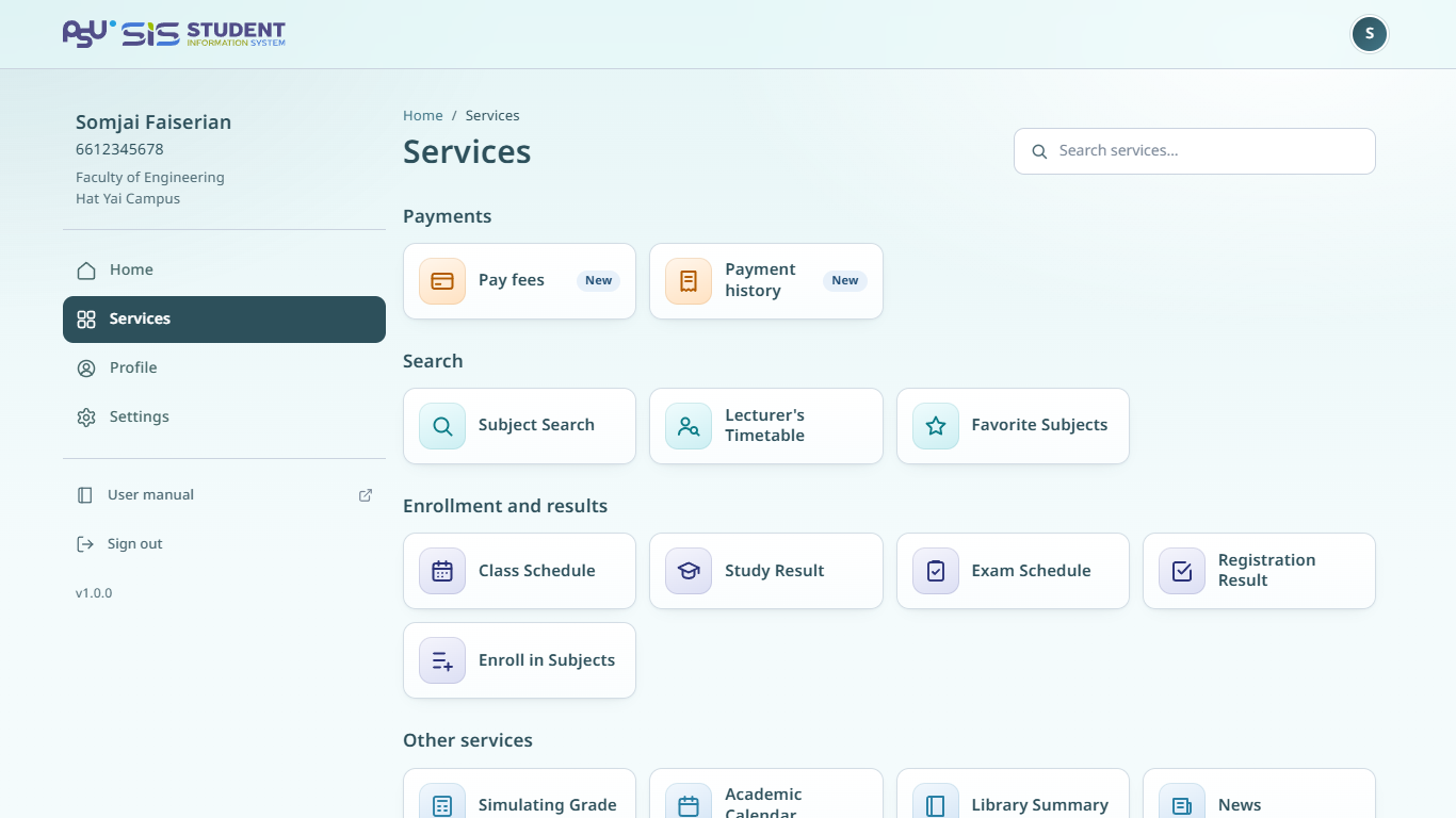 The Services page