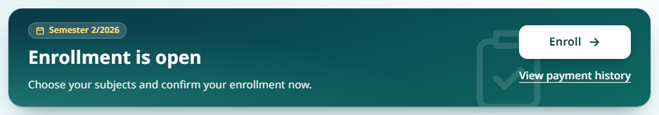 The home page card after you pay the fee