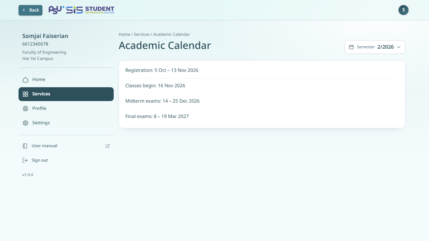 The academic calendar