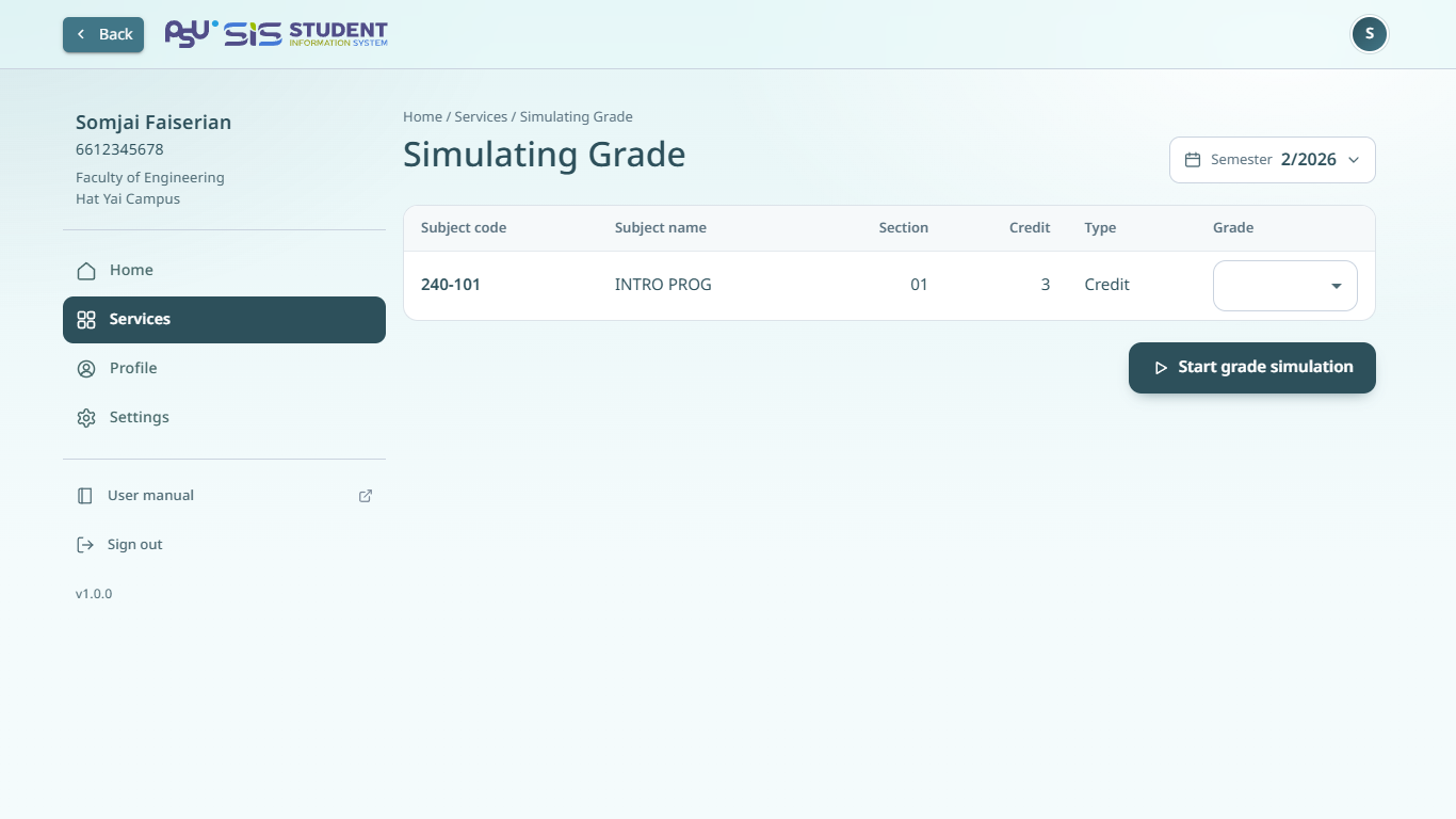 Subjects used for the simulation