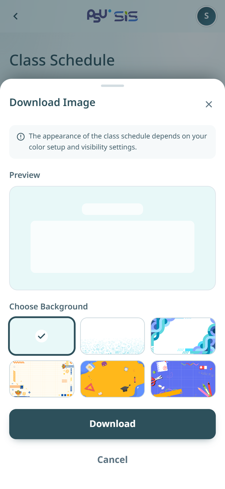 The Download Image window