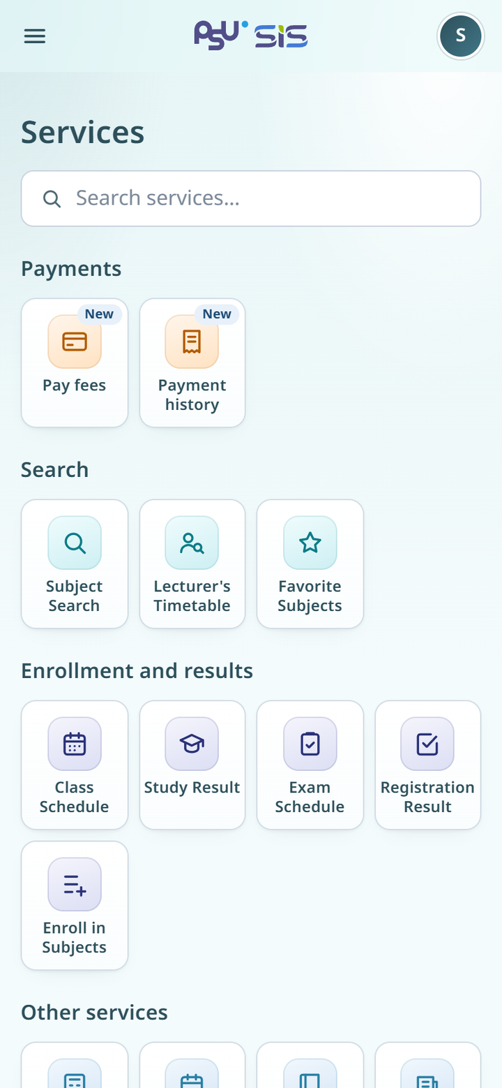 The Services page